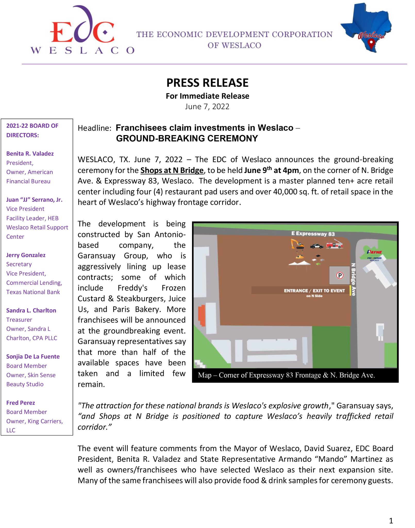 Weslaco Press Release Pg1